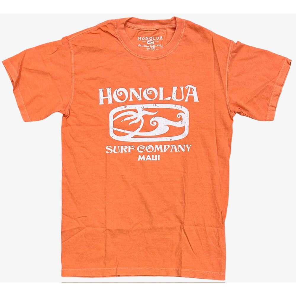 Honolua Surf Co. Men's Ma-Etched Maui Tee T-Shirt in Small Orange Vintage Wash